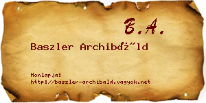 Baszler Archibáld névjegykártya
